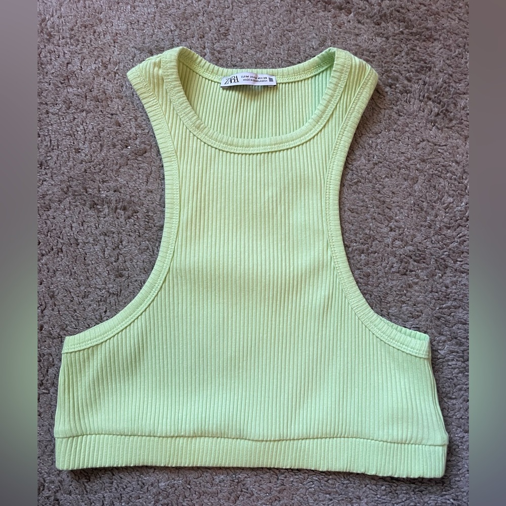 ZARA green cropped tank top